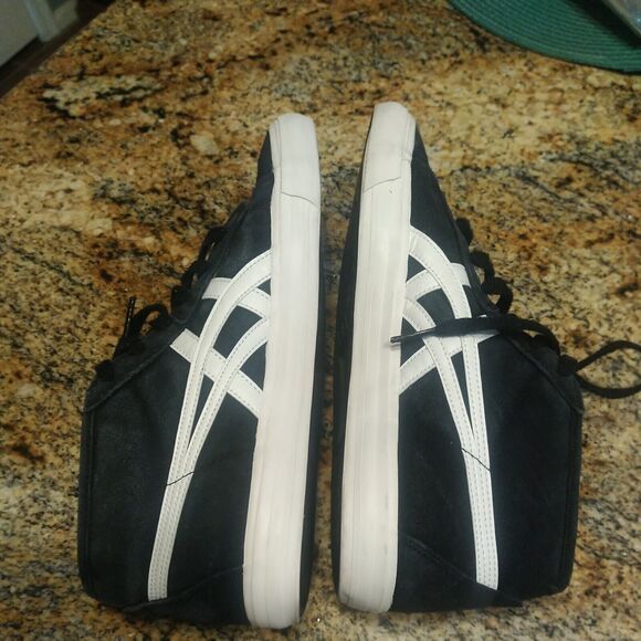 7.5 - Onitsuka Tiger Black and White High Tops Sneakers D3Q2L - Picture 7 of 12